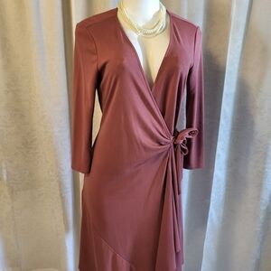 H Halston Women Wrap Asymmetrical Dress, Size XS, Pink, Classic, Elegant